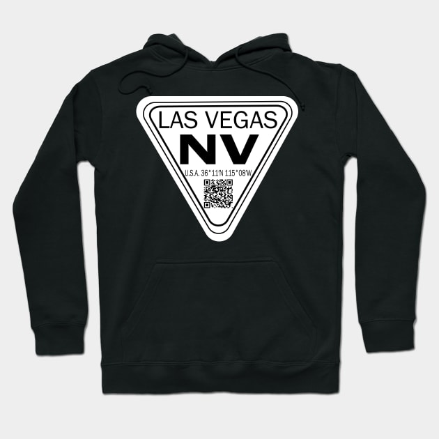 New Vintage Travel Location Qr Las Vegas NV Hoodie by SimonSay